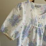 Vintage 80’s floral babydoll nightgown ruffle lace dainty feminine sleep White Photo 1