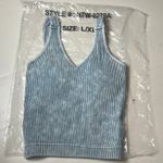Zenana Outfitters Women's L/XL Blue Ribbed Crop Brami Tank Top with Removable Pads Photo 4