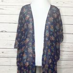 Mason + Mackenzie Sheer Blue Granny Floral Kimono Size XS Boho Festival Summer Photo 0