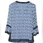 Tory Burch Gwenna Ruffle Printed Silk Blend Blue Ivory Tunic Top Blouse Size 2 Photo 1