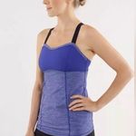 Lululemon Run Catch Me Tank Blue Purple Tonka Stripe Cross Back Shirt | Size 6 Photo 0