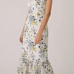 Commence Floral White and Blue  Ruffle Hem Sleeveless Maxi Dress Small  Photo 1