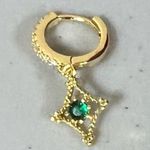 Gold Green Emerald Diamond Gemstone Dangly Cartilage Ear Body Earring Hoop Jewelry 💚✨ Photo 0