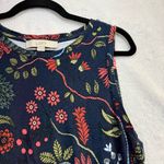 Loft  L Boho Shift Dress Stretch Casual Summer Floral Navy Artsy Cottage Festival Photo 3