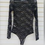 Black Lace Long Sleeve Bodysuit Size M Photo 2