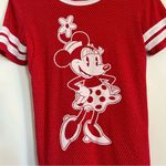 Disney  Parks Minnie Mouse mesh baseball jersey t-shirt red white stripe summer Photo 1
