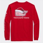 Vineyard Vines Santa Whale Long Sleeve Pocket Tee T-Shirt M Medium Photo 0