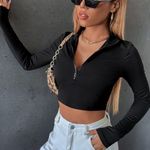 SheIn Black Fitted Long Sleeve Crop Top/Jacket Photo 0