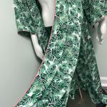 Nordstrom Room Service Green Palm Print Silky Open Robe L/XL Photo 5