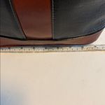 LUIGI BRAND ITALIAN VINTAGE TAN/BLACK PEBBLED LEATHER SHOULDER BAG SNAP CLOSURE Black Photo 13