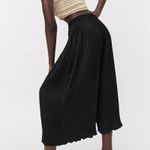 ZARA Black High Waist Pleated Wide Leg Culotte Pants Photo 1
