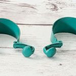 Vintage Clip On Earrings Retro Chunky Hoops Unusual Shade of Greeny Teal Photo 3