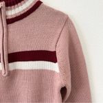 Vintage Quarter Zip Stripe Ski Sweater Pink Photo 2
