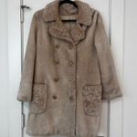 Cream Fur Vintage Long Coat Tan Size L Photo 0