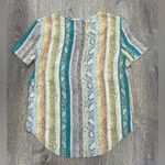 Equipment  Silk Multicolor Striped Snake Print Women's Top Photo 1