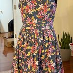 Floral Midi Dress in Black and Pink Size XS Photo 4