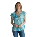 Old Navy  Medium Top Handmade Tie Dye Blue Flutter Sleeve Tassel Boho 1740 Photo 0