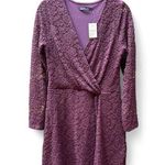 Abercrombie & Fitch NWT Purple Lace Dress Women Sz M Long Sleeve Wrap Vneck Photo 0