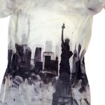 American Vintage Grunge mesh graphic New York sheer long sleeve shirt, medium/large Photo 2