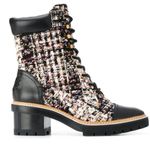 Tory Burch  Miller Tweed Lace-Up Block Heel Combat Boots Black Women's Size 8.5M Photo 1