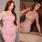 House Of CB  S D-DD plus cu Ophelle Pink Jacquard Lace Up Bodycon Midi Dress NWOT Photo 1