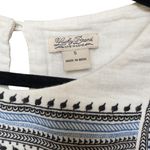 Lucky Brand  Block Print Boho Tunic Dress White Blue Black Floral Paisley Top S Photo 3