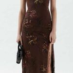 Urban Outfitters  UO Samara Mesh Strapless Midi Dress XL Brown Floral Whimsigoth Photo 0