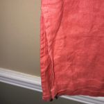 Ellen Tracy  Women’s Linen Quarter Zip Gold-Colored Tassel Coral Hi-Low Blouse Photo 4