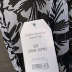 Swim cover up NEW black white floral Time & Tru 2x 20w 22w batwing vacation Photo 3