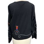 Vintage Michael Simon Lite Cardigan M Black Embroidered Novelty Knit Ice Skaters Size M Photo 5