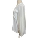 White House | Black Market Long sleeve pocket soft shirt Chiffon button down ecru minimalist office Photo 5