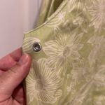 LL Bean Trench Coat Floral Print Lime Green‎ Womens Large Regular Pockets #0APX8 Green Photo 7