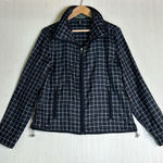 Ralph Lauren L-RL Lauren Active  Jacket Sz M Black‎ White Full Zip Plaid Grid Photo 0