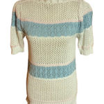 Vtg 70s pastel striped girly sweater White Photo 0
