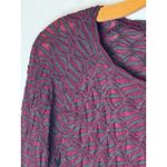 Cut Loose Shirt Women XS‎ Red Gray Long Sleeve Textured Knit Asymmetric Hem Top Photo 5