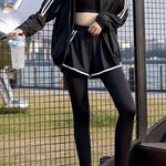 Two pieces set tracksuit bomber jacket sport set leggings shorts activewear mesh White Size M Photo 4