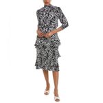 🦋 Tyler Boe Wpmens Butterfly Print Silk Ruffle Midi Dress Wedding Guest Boho Black Size 6 Photo 1