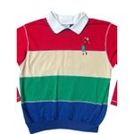 Koret Sport Sweatshirt Womens Medium Red Blue Collared Golf Embroidered Vintage Photo 1