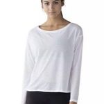 Lululemon Lean in Long Sleeve Top Loose Fit Drawstring White Semi Sheer Size M/L Photo 0