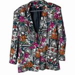Vintage Floral Print Lightweight Blazer Size Large Pink Photo 0