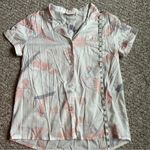 Women size large/12/42 Chalmers Elyse Pajama Set shorts button up top white pink Photo 2