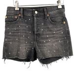 Levi's Wedgie Fit Black Denim Cut Off Shorts Studded Rhinestone High Rise Size 26 Photo 0