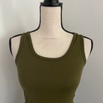 Venus  Ruched Tank Dress XS Olive Green Racerback Bodycon Midi Mature‎ Resortwear Photo 1