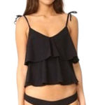 Lisa Marie Fernandez Bikini Top Women 4 Black Imaan Ruffled Tie Shoulder Swim Photo 0