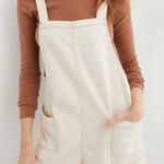 Aerie Denim Shortalls Cream Overalls Women's Size XL New Square Neck Pockets Photo 0