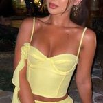 White Fox Boutique floral yellow corset and mini skirt set  Photo 3