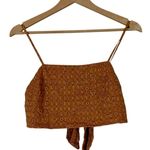 American Eagle  Eyelet Crop Top Womens M Brown Tie Back Boho Indie Festival Fall Photo 0