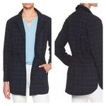 Banana Republic  Womens Windowpane Drawstring Shirt Jacket Navy Blue White Medium Photo 1