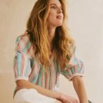 Ophelia & Indigo Edie Top Rainbow Stripe Pink Size M Photo 4