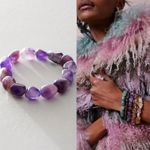 Free People Ariana Ost Crystal Stone Chunky Bracelet Amethyst Purple Bohemian Photo 1
